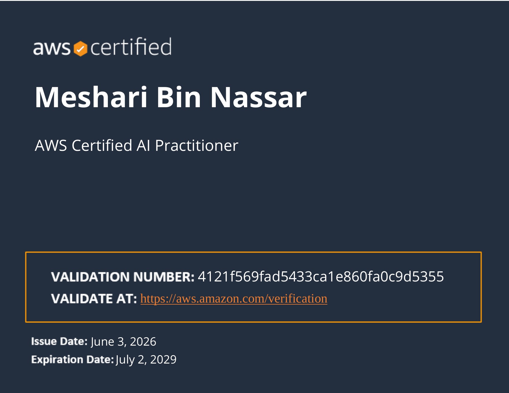 AWS AI Practitioner certificate preview